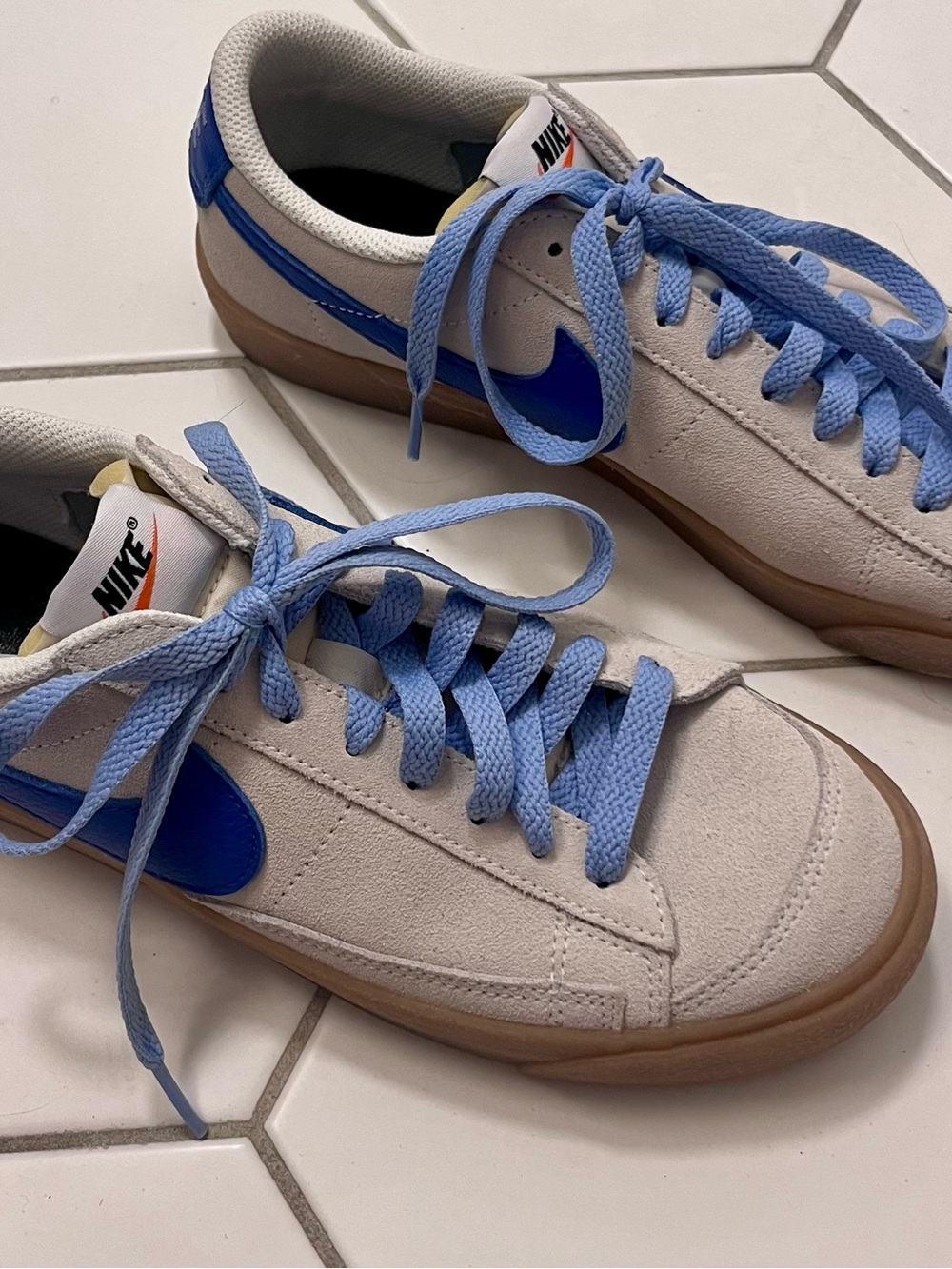 Nike women’s Suede Sneakers in Light Blue & Gum